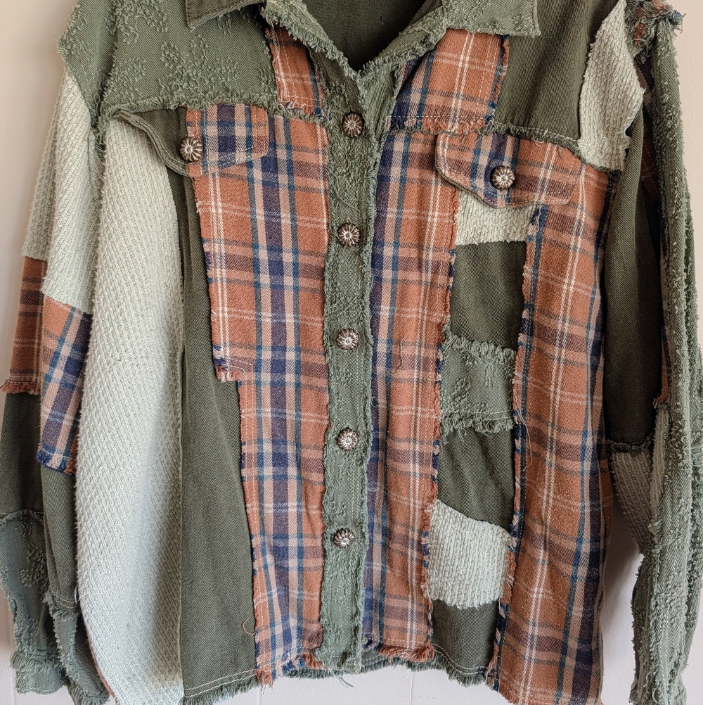 Pol Oversized Button Front Patchwork Jacket - image 3